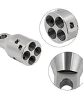 Heavy Duty 4000 Lbs Max Pull Wire Rope Puller Attachment Head with four slots for cable management, stainless steel construction.
