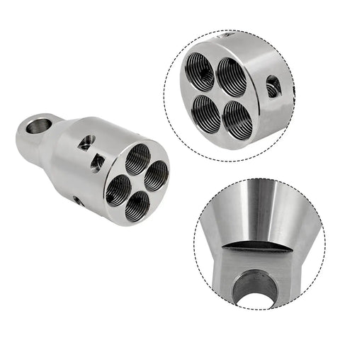 Heavy Duty 4000 Lbs Max Pull Wire Rope Puller Attachment Head with four slots for cable management, stainless steel construction.