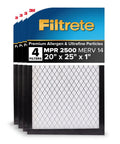 4-pack 20x25x1 MERV 14 Air Filter for AC and Furnace, allergen guard, MPR 2500, ultrafine particle capture, asthma friendly