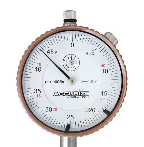 0 To 1 Inch Dial Indicator With 0.0005 Inch Resolution, AGD 2 Style Precision, Lug Back Mount With One Quarter Inch Hole, Quick Zero Bezel Clamp, Model P900 S099 For Precise Machining And Inspection