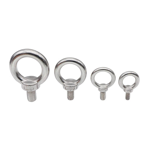 Four Pack Quarter Inch UNC Eye Bolts, 316 Stainless Steel Marine Grade Shoulder Lifting Rings, Heavy Duty Rigging Eye Bolts For Marine And Industrial Use, Working Load Limit 220 Lbs, Easy Install