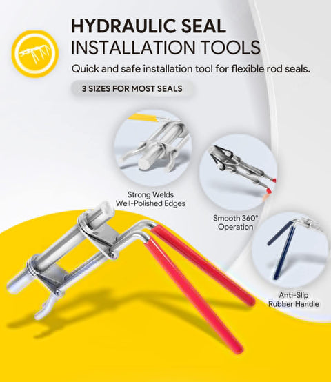 Pro Grade 3 Pack Hydraulic Seal Installation Tools Set For Cylinder Piston Seals And U Cup Rod Seals, Heavy Duty Quick And Safe Install