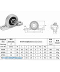 High Grade Zinc Alloy Pillow Block Bearing With Seat Mounted Support Bracket For Industrial Machinery Compatible With 8Mm 10Mm 12Mm 20Mm 25Mm 30Mm Sizes To Match KP Model Demands Spot On Packed In A Box Of Ten Pieces For The Crew Grabbing Fire Gear. KP08 zinc alloy pillow block bearing with seat mount and size chart