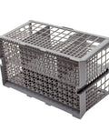 Grey universal dishwasher cutlery basket for utensils fits most brands like GE Whirlpool Samsung Bosch Maytag KitchenAid Kenmore