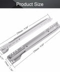 10 Inch Cold Rolled Steel Keyboard Slide Glide With 2 Fold Ball Bearing Tracks size measurement in millimeters and inches