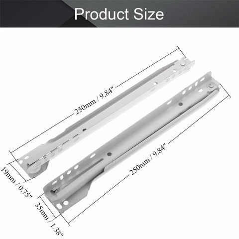 10 Inch Cold Rolled Steel Keyboard Slide Glide With 2 Fold Ball Bearing Tracks size measurement in millimeters and inches