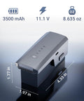 F33 Drone Battery 11.1V 3500mAh Rechargeable Lithium Battery Two Pack for Extended Flight Time Up to 42 Minutes dimensions