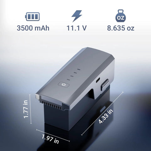 F33 Drone Battery 11.1V 3500mAh Rechargeable Lithium Battery Two Pack for Extended Flight Time Up to 42 Minutes dimensions