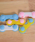 5 Pack No Drill Adhesive Cabinet Locks For Kitchen Cabinets, Drawers, And Refrigerator Doors, 3.7 Inch Reach, in assorted colors