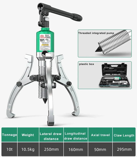 Super Hydraulic Gear Puller Ten Ton Made From Tough Steel No Oil Leak Adjustable Jaws Yanks Bearings Fast Removes Stuck Hubs Cars Trucks