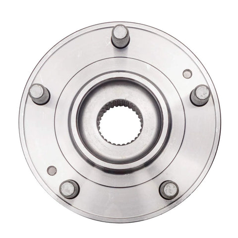 Front view of 5 stud hub, front or rear AWD wheel bearing and hub assembly for 2007 to 2014 Hyundai Santa Fe, 2007 to 2012 Veracruz