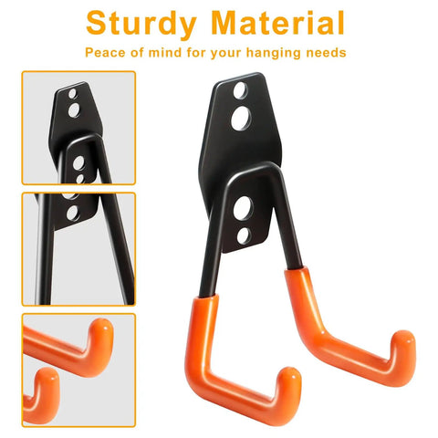 Heavy Duty Wall Hook Set 2 Pack For Garage Storage Durable Metal Wall Mount Hooks For Ladders Tools Garden Gear Hoses Extensions