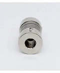 Rock Solid Flexible Shaft Coupler For Motor And Rotary Encoder Zinc Alloy Jaw Kit with 6mm to 10mm bore, front view.
