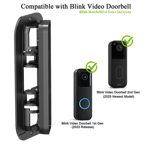 Corner Mount For Video Doorbell Camera Adjustable Angel Mount From 30 To 145 Degrees For Maximum Front Porch Coverage Easy Tool Free Installation Wide Viewing Range Fits First And Second Gen Doorbells Secure Stable Fit, side and front view with compatible devices.