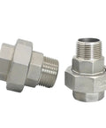 Stainless Steel 304 BSPT Pipe Fittings Kit With 1/4 3/8 1/2 3/4 1 Inch Male To Female Threaded Unions Cast Live Connection For Plumbing