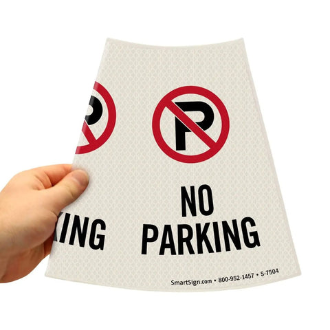 No Parking Reflective Cone Sleeve 6-Pack Turns Any Cone Into A Portable Sign With 360 Degree Visibility And 3-Side Print