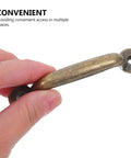 Person holding rustic bronze cabinet drawer pull showing durable metal and smooth finish, focus keyword: Rustic Bronze Cabinet Drawer Pulls 6 Pack Vintage Iron Wardrobe Handles For Kitchen Cupboard Hardware In Modern Home Furniture With Durable Metal Construction And Smooth Finish For Easy DIY Install