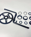 2 Inch Cup Bike Bottom Wide Pedal Crank Kit With 44T Sprocket, 165mm Crank Arm components displayed on white background
