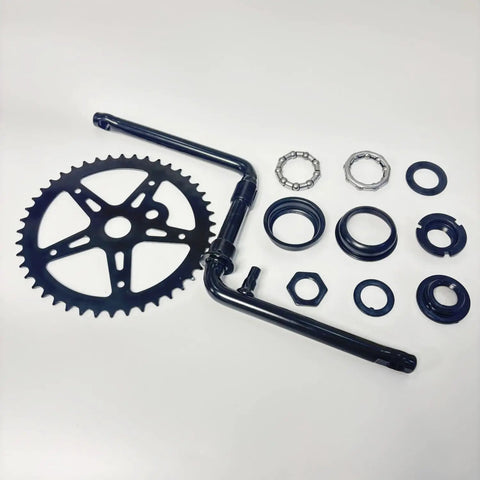 2 Inch Cup Bike Bottom Wide Pedal Crank Kit With 44T Sprocket, 165mm Crank Arm components displayed on white background