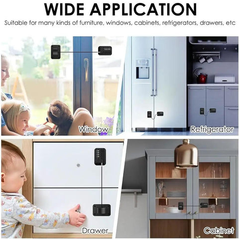 2 Pack Safety Fridge And Freezer Locks With Password Unlocking, Self Adhesive Childproof Cabinet Locks For Cabinets, Fridges