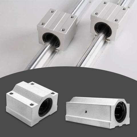 4 Pack 16mm Inner Diameter Linear Motion Ball Bearing Slide Block Kit Aluminum Bushing for Printer Parts LM16UU shown installed on rail