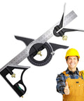 300mm Adjustable Sliding Protractor Ruler In Stainless Steel For Precision Carpentry And Drafting, with a worker in the background