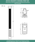 Technical drawing of the Magnetic Hanging Strap for Fluke Multimeters And 115 116 117 175 177 179 15B Plus 17B Plus 18B Plus 87V 287 289 Black Mount Magnet Or Hangable Holder For On The Job Convenience, showing dimensions and components.