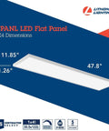 Diagram of Ultra Bright 1x4 LED Flat Panel Ceiling Light With Switchable CCT 3500K 4000K 5000K, dimensions 11.85x47.8 inches.