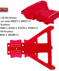 Red aluminum front and rear bulkhead from Aluminum Front And Rear Bulkhead Upgrade Kit For One Tenth Scale Slash 4X4 Ultimate Rally Brushless RC Car Red Alloy CNC Machined Beefed Up Hop Ups That Improve Durability Precision Handling And Boost Off Road Performance shown separately.