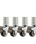 Set Of Four 1.5 Inch Square Tube Furniture Casters With Stainless Steel Quiet Glide Brakes Universal Rack Rollers For Heavy Duty Storage Carts And Tables Durable
