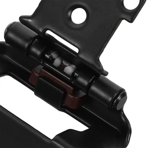 Close-up of Set Of 6 Built Tough Self Closing Heavy Duty Cold Rolled Steel Cabinet Hinges for RV Doors, semi-hidden design.