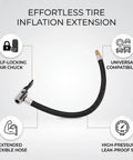 Heavy Duty Self Locking Tire Inflator Extension Hose With 30 cm Extended Reach For Cars Trucks And Motorcycles Leak Proof Air Nozzle Adapter Set, black hose