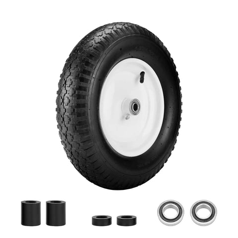 4.80 4.00 8 Inch Wheelbarrow Tire Replacement Set With Inner Tube Included Heavy Duty Beefed Up Tire And Wheel Kit With Adapters