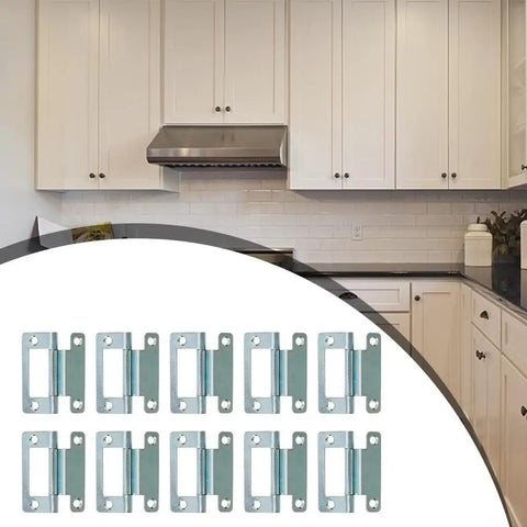 Kitchen cabinets with Steel Cranked Flush Door Hinges For Cupboards Louvre And Utility Doors Zinc Plated 50 X 23 Mm in foreground