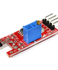 3 Pack Linear Magnetic Hall Switches Sensor Module for Speed Counting, red board with blue potentiometer, side view