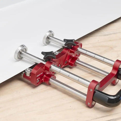 Pro Grade 2 Station Metal Bender for bends up to 150 mm with adjustable roller spacing, shown in use with metal panel.