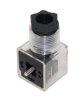 3 Prong Solenoid Connector Plug With LED Indicator Light, Compatible With 12V And 24V Systems, Type A Style, front view