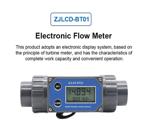 3 Inch Electronic LCD Display Flow Meter Turbine Flow Meter With NPN Output For Water In PVC Pipe Ideal For Farm And Garden Irrigation Easy Install Plug And Play Ready High Precision Around Half To One Percent Accuracy