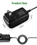 9V AC DC Power Adapter For Spirit Fitness X XE195 XE295 XE350 Elliptical Cross Trainer Recumbent Bike And Life Fitness Vision 003499D2 CT5500R Plug And Go Power Supply With Built In Safety Chip And Overload Protection dimensions shown.