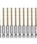 amoolo 1/8-inch hex-shank titanium HSS drill bits, 10-piece set