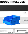 Wall Mounted Storage Bins Kit With 16 Plastic Bins And 4 Rails For Your Garage Tools Keeps Screws Nuts Bolts Nails And Small Hardware