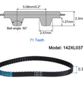 3 Pack 142XL Timing Belts With 71 Teeth, 0.37 Inch Width, 0.20 Inch Pitch, Trapezoidal Tooth Profile, Rubber Geared Cogged Belt With Fiberglass Cords For Real Deal Power Transmission, 142XL037 belt