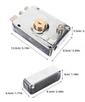 Heavy Duty Stainless Steel Front Door Safety Lock Set Featuring A Beefy Crescent Deadbolt For Foolproof Installation with dimensions.