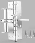 Close-up of self closing door hinges 4 inch with spring, easy install concealed hinges for interior doors, screws included