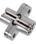 Close-up of Hidden Door Hinges Four Pack Concealed Cross Hinge 180 Degree For Cabinet Doors Overlay Fit Stainless Steel Durable Invisible