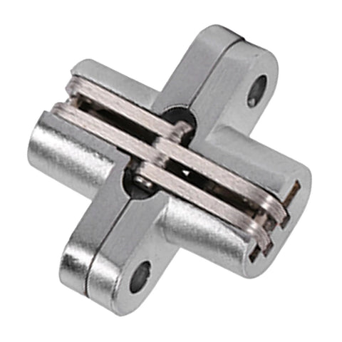Close-up of Hidden Door Hinges Four Pack Concealed Cross Hinge 180 Degree For Cabinet Doors Overlay Fit Stainless Steel Durable Invisible