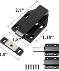 16 Pack Magnetic Cabinet Door Latches Heavy Duty Drawer Catches Push To Open, shown with dimensions and screws