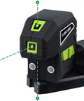Three Dot Green Beam Laser Level With Self Leveling Plumb Up And Down Magnetic Base 131 Foot Range Includes 2 AA Batteries And Carry Pouch, front view