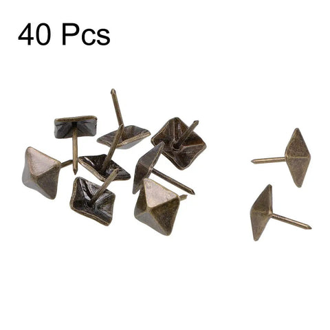 Hella Sharp Heavy Iron Bronze Upholstery Nails And Furniture Tacks Featuring Square Head Design For Antique Home Decor Sofa Backboards And Chairs 40 Count in a group.