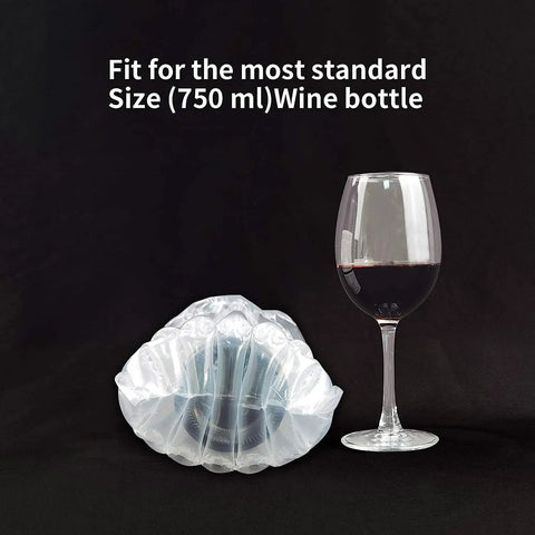 Inflatable Air Column Bubble Packaging For Wine Bottle Travel Protector Bags Pack With Free Pump beside wine glass